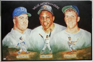 Mickey Mantle D.  Snider Willie Mays Signed Autographed 24 X 36 Poster Jsa X72721