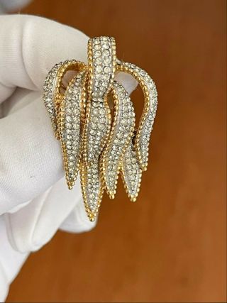 Vintage Signed Ciner Gold Tone Clear Rhinestones Brooch Pin
