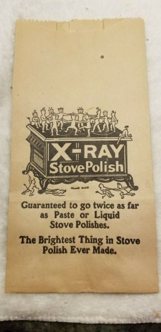 Old Advertising Store Bag X - Ray Stove Polish Devils Dancing On Woodstove