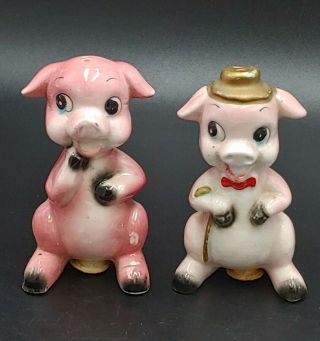 Vintage Salt & Pepper Shaker - Cute Piggy Couple - Japan