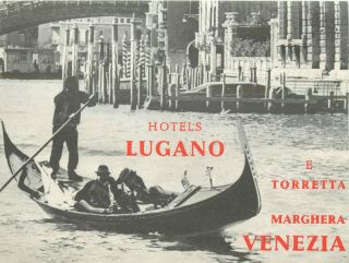 Hotel Lugano Venezia - Venice Italy Great Grand Canal / Gondola Luggage Label