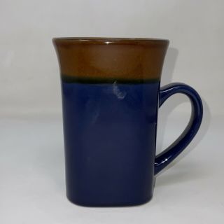 Royal Norfolk Royal Blue & Beige Stoneware Large Coffee Mugs Cups,  Square Base