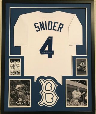 Framed Duke Snider Autographed Signed Brooklyn Dodgers Jersey Psa