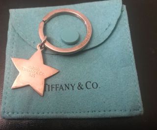Tiffany & Co.  2000 Sterling Silver Key Ring Fob Star Dangle Pouch