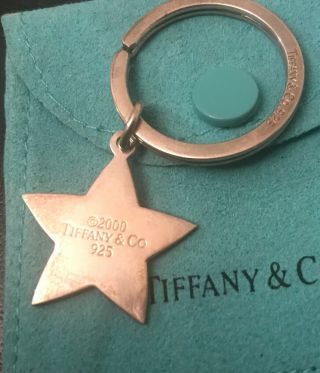 Tiffany & Co.  2000 Sterling Silver Key Ring Fob Star Dangle Pouch 2
