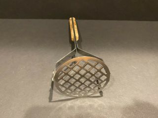 Vintage Stainless Steel Potato Masher Wooden Handle Made In Japan