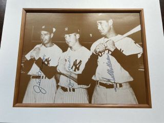 Mickey Mantle,  Ted Williams & Joe Dimaggio Signed 8x10 Autograph With