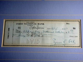 Ty Cobb Signed 1957 Personal Check Psa/dna Certified Authentic Autographed Auto