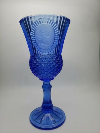 Vintage 1976 Avon Fostoria George Washington Cobalt Blue Goblet Glass 8 "