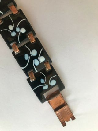 MCM Enamel On Copper Bracelet Black White 6 1/2 