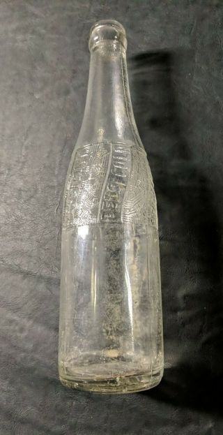 Vintage 1940s Pepsi Cola Soda Pop Beverage Embossed Glass Bottle From Cleveland