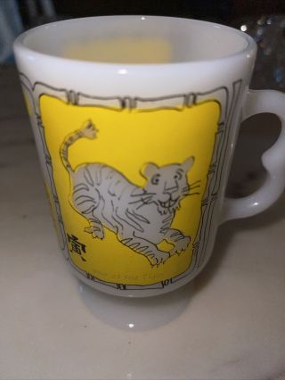 Vtg Year Of The Tiger Federal Glass Footed Mug Chinese Zodiac
