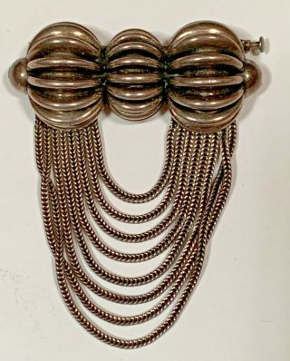 Vintage Pierre Lorion Sylvia Karels Paris Pin Or Brooch Draped Chains