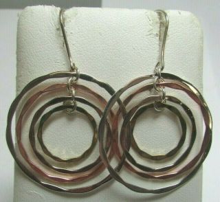 Rlm Studio Robert Lee Morris Tri - Color Sterling Silver Circles Dangle Earrings