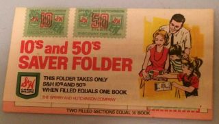 Vintage S&h Green Stamp Book Full Of Green Stamps 10s And 50s