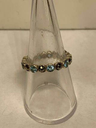 Vintage A 925 Sterling Silver,  Blue Topaz,  And Marcasite Ring Size 8