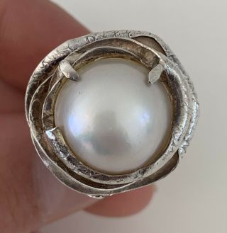 Solid Silver Extremely Large Baroque Pearl Heavy Designer Ring,  925