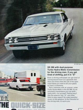 1967 Chevrolet Chevelle Ss 396 Sport Coupe Vintage Print Ad 8.  5 X 11