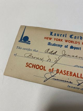 Estate Rare Vintage Jimmie Foxx Signed 1939 York World Fair Laurel Card 2