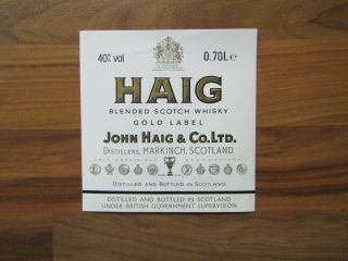 Vintage Scotch Whisky Paper Bottle Label - Haig