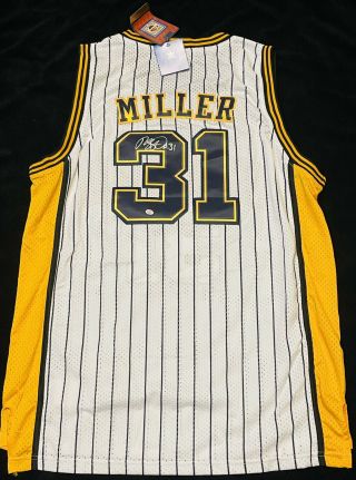 Reggie Miller Signed Indiana Pacers White Pinstriped Nba Adidas Jersey With