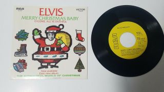 Promo 45 Single Elvis Presley Merry Christmas Baby 1971 Rare Pic Sleeve