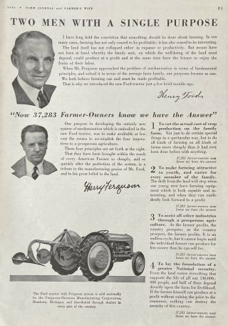 1941 Ad.  (xg21) Ford Tractor Co.  With Ferguson Sysyem