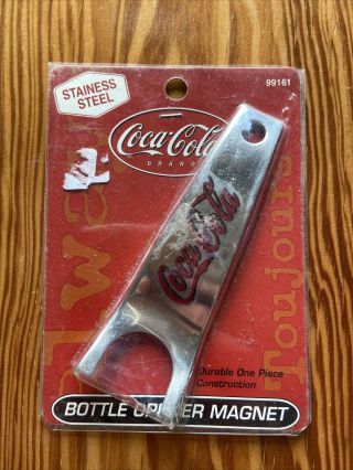 Coca - Cola Bottle Opener Fridge Magnet,  Red Coke Classic Logo Stainless Steel