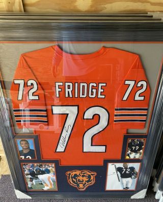 Framed Autographed/signed William Perry Refrigerator Orange Jersey Chicago Bears