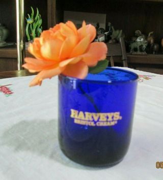Harveys Bristol Cream Cobalt Blue Low Ball Rock Glass Pre Owned
