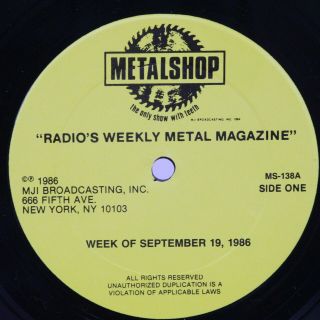 Metalshop Lp Vinyl 138 Sep 19 1986 Heavy Metal Great White Iron Maiden Sabbeth