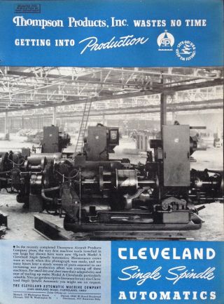 1942 Ad (j19) Cleveland Automatic Machine Co.  At Thompson Aircraft
