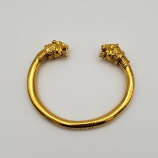 Vintage Metropolitan Museum Of Art Mma Lion Head Gold Tone Cuff Bracelet