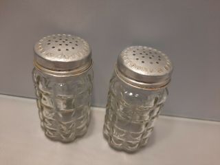 Vintage Anchor Hocking Salt And Pepper Shakers Clear Textured Glass