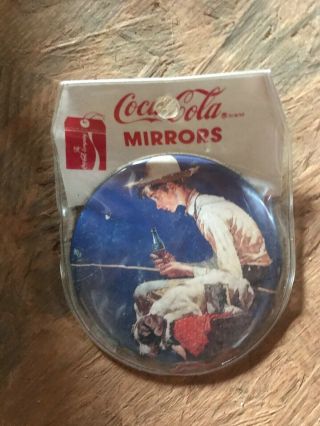 Vintage Coca Cola Boy & Dog Pocket Mirror 2 " 1/2 " Collectible Mirror 1991
