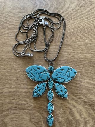 Vintage Chico’s Large Dragonfly Faux Turquoise