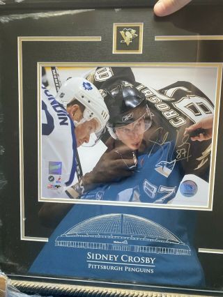 SIDNEY CROSBY Signed PITTSBURGH PENGUINS Framed auto 8x10 photo / w Sundin 2
