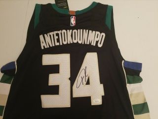 Giannis Antetokounmpo Signed Autographed Jersey Milwaukee Bucks Jsa Size L