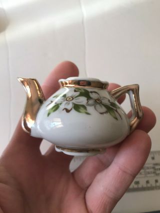 Small Mini Porcelain Tea Cup & Kettle W/ Flower Design,  No Branding