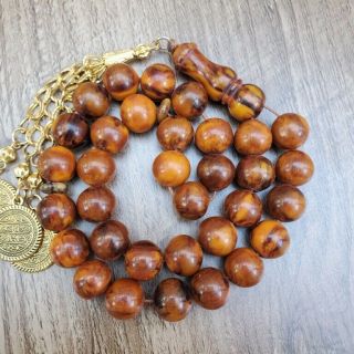 German Faturan 33 Amber Brown Bakelite Prayer Beads Komboloi Beads دبس راشي