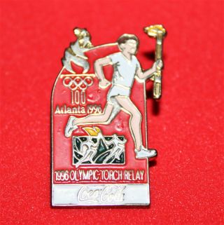 1996 Atlanta Summer Olympics Torch Relay Coca - Cola Sponsor Lapel Pin Usa
