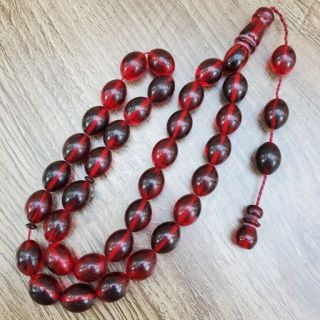 GERMAN 33 amber cherry faturan bakelite Prayer Beads komboloi beads rosary 18mm 2