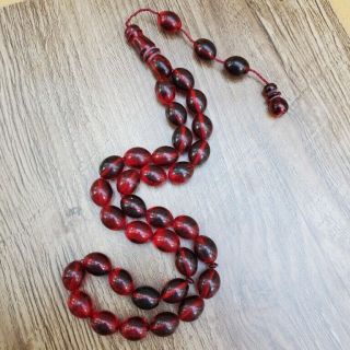 GERMAN 33 amber cherry faturan bakelite Prayer Beads komboloi beads rosary 18mm 3