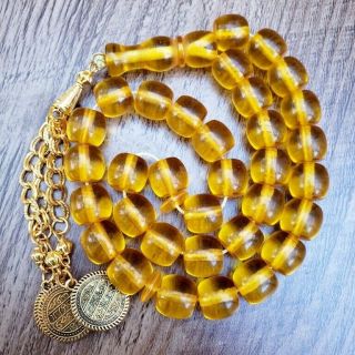 German 33 Prayer Beads Amber Faturan Yallow Bakelite Rosary Komboloi Komboloi
