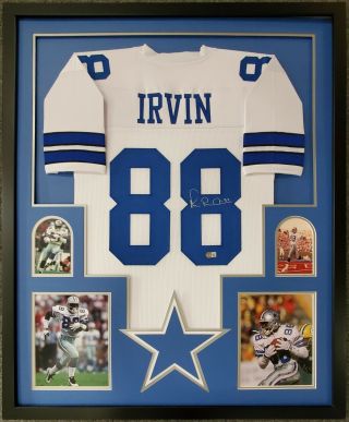 Framed Dallas Cowboys Michael Irvin Autographed Signed Jersey Beckett Holo