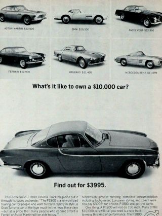 1963 Volvo P1800 Ferrari - Maserati - Facel Vega - Print Ad 8.  5 X 11 "