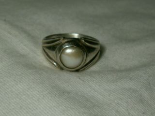 .  Vintage Sterling Silver,  Pearl Ring.
