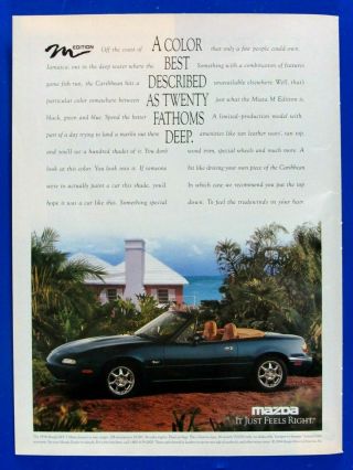 1994 Mazda Miata Mx 5 Convertible Color 20 Fathoms Deep Print Ad