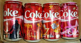 Collectable Coca Cola Cans - Set Of 4  Limited Edition Music  Cans (2003)