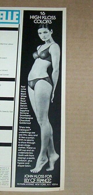 1976 Print Ad - Lily Of France Sexy Girl Panties Bra Lingerie John Kloss Advert